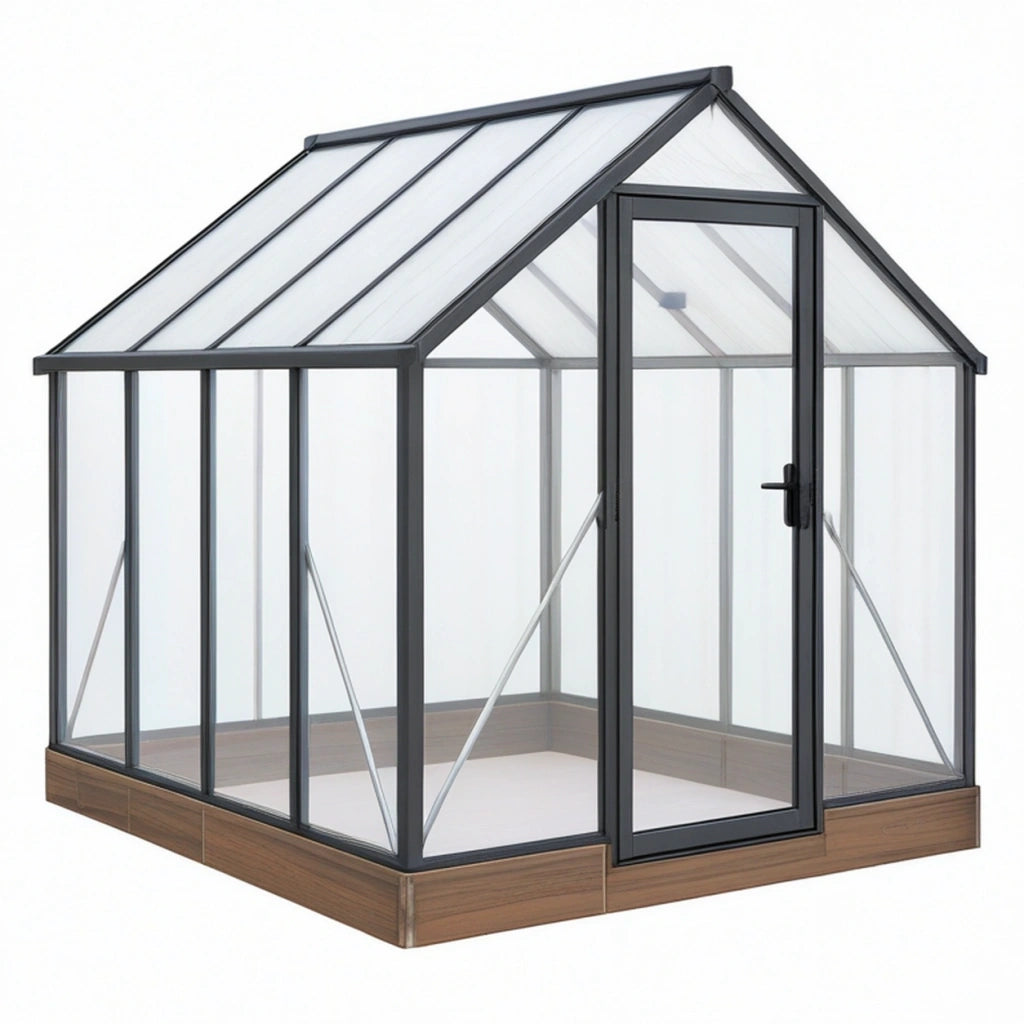 Serra da giardino 190 x 190 x 195 cm in alluminio nero e pannelli trasparenti con porta