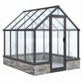 Serra da giardino 240 x 190 x 230 cm in alluminio nero con pannelli trasparenti - tetto spiovente
