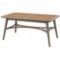 Tavolo da giardino 150 x 90 x 74 cm in metallo marrone ed effetto legno - rettangolare