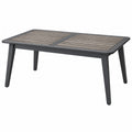 Tavolo da giardino 150 x 90 x 75 cm in alluminio grigio con piano a doghe effetto legno