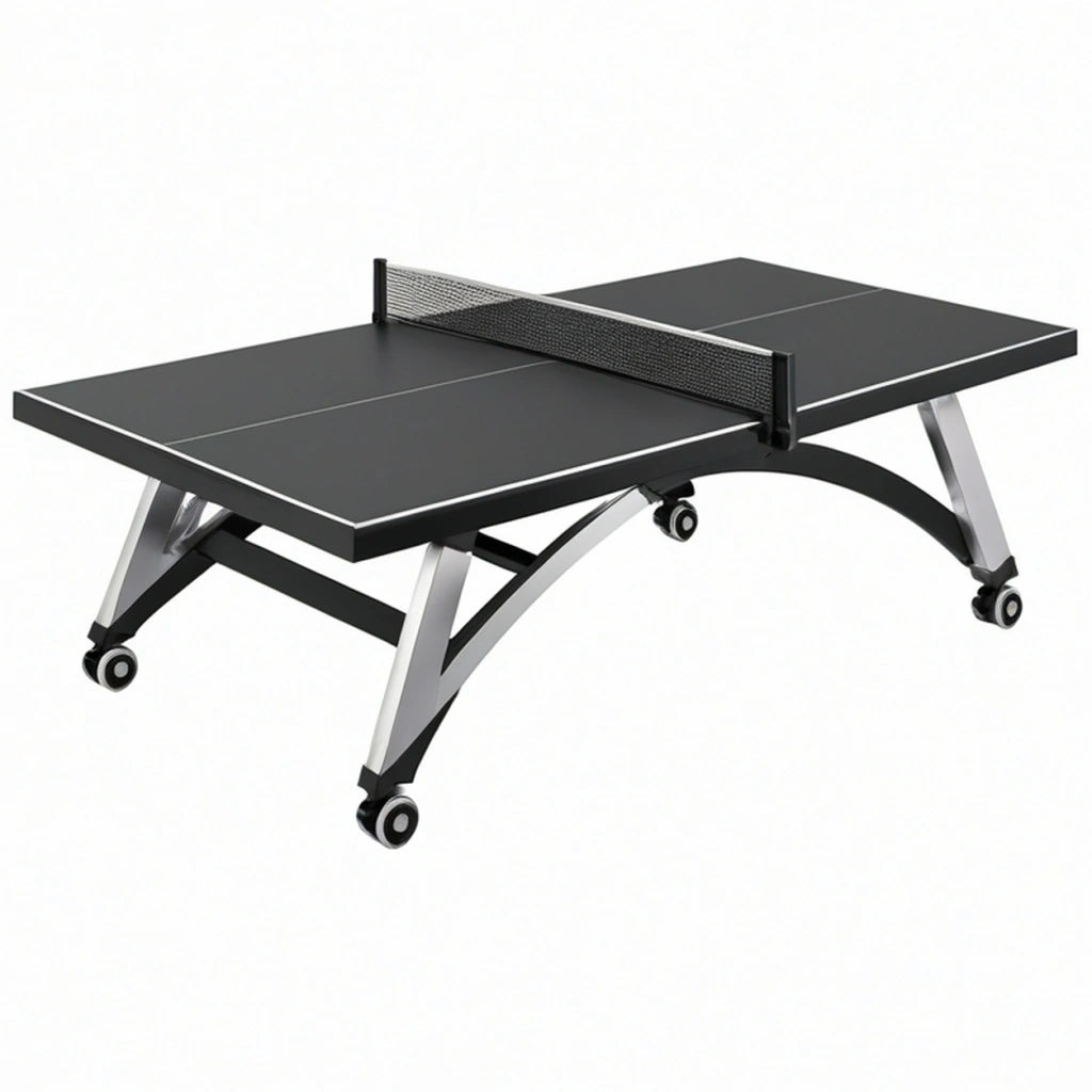 Tavolo da ping pong 274 x 152 x 76 cm in MDF nero con ruote