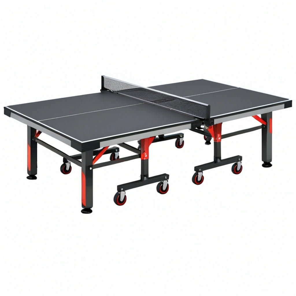 Tavolo da ping pong 274x152.5x76 cm con struttura in metallo nero/rosso pieghevole con ruote