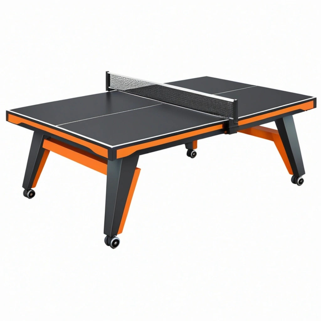 Tavolo da ping pong 274 x 152.5 x 76 cm in acciaio nero e arancione con ruote