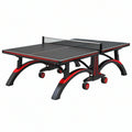 Tavolo da ping pong 274 cm nero e rosso in MDF pieghevole con ruote