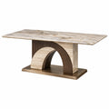 Tavolo da pranzo 180 x 90 x 75 cm effetto marmo beige con base in metallo stile moderno