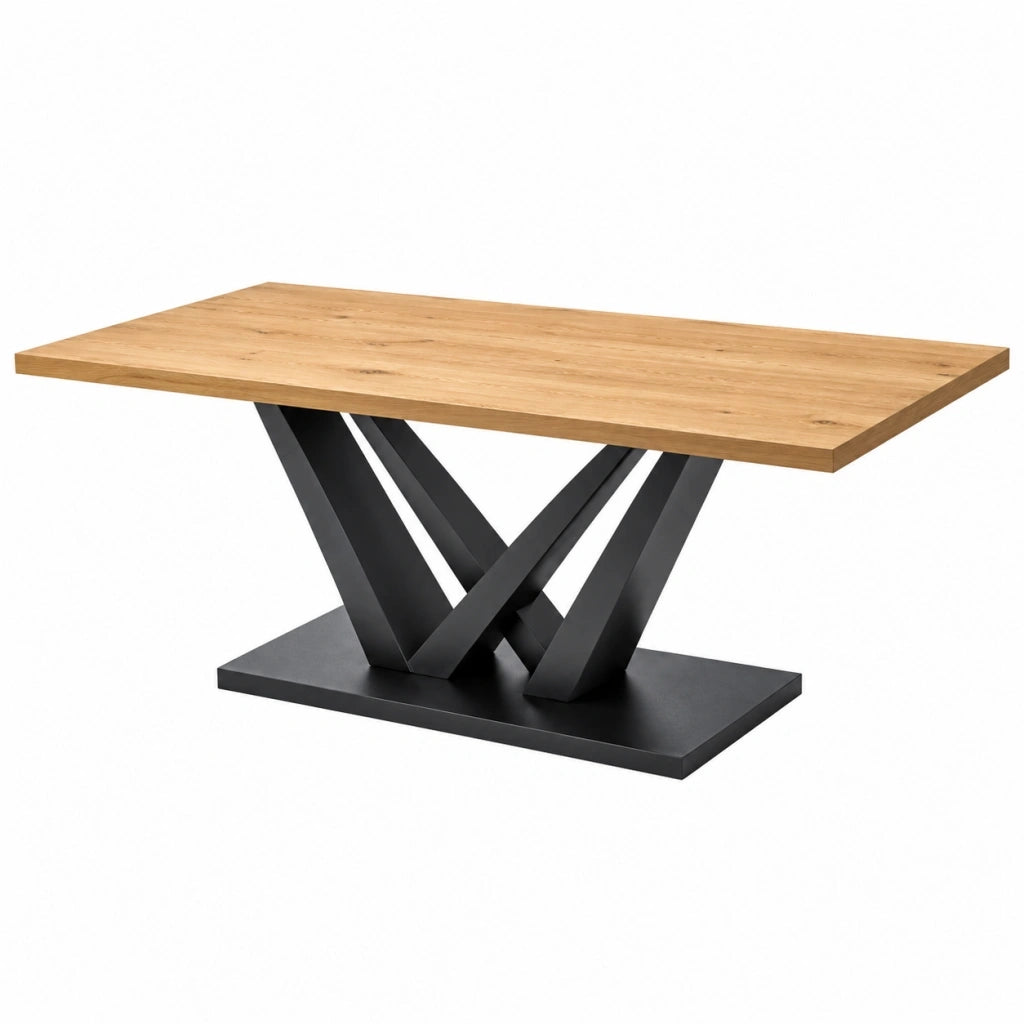 Tavolo da pranzo 180x90 cm in legno naturale e metallo nero - stile industriale