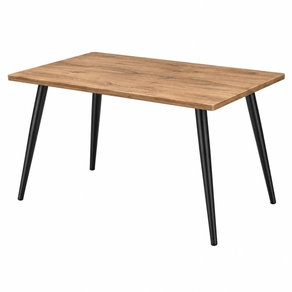 Tavolo da pranzo 120 x 80 cm in legno marrone con gambe in metallo nero - stile industriale