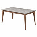 Tavolo da pranzo 160 x 90 x 75 cm effetto marmo grigio con gambe in legno - stile moderno