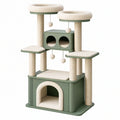 Albero tiragraffi per gatti 60 x 50 x 135 cm in legno verde e corda di sisal con cucce e piattaforme