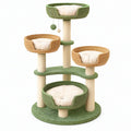 Albero tiragraffi per gatti 60 x 150 cm in sisal verde e beige - con cuccette e palline gioco