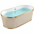 Vasca da bagno ovale 170 x 80 x 58 cm in acrilico bianco con profili dorati stile moderno
