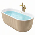 Vasca da bagno freestanding 170 x 75 x 58 cm in acrilico bianco crema - ovale scanalata per bagno