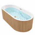 Vasca da bagno freestanding 170 x 75 x 58 cm in acrilico bianco con rivestimento effetto legno - design ovale